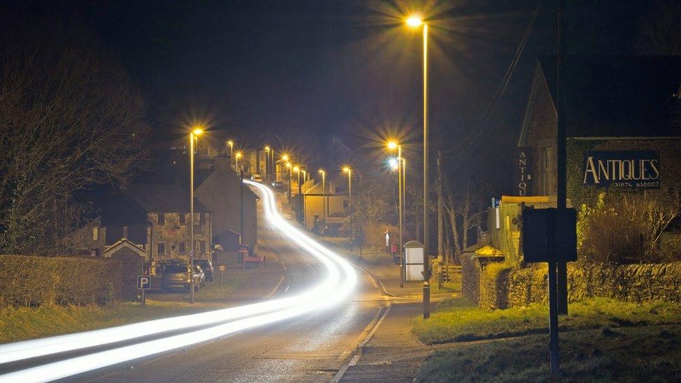 Trecastle village in the Brecon Beacons at night taken by Darren Morris from Ystradgynlais