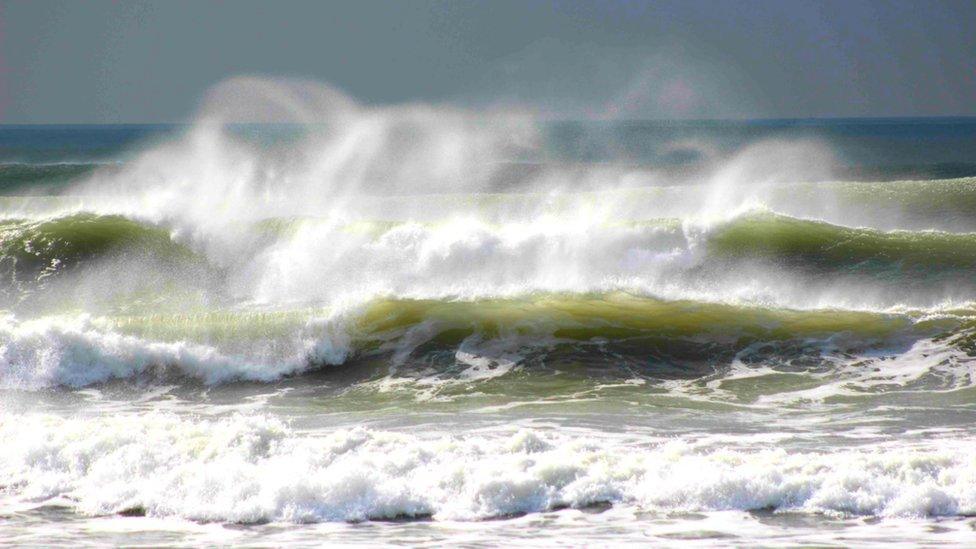 The surf at Newgale Beach in Pembrokeshire by Hannah Legg