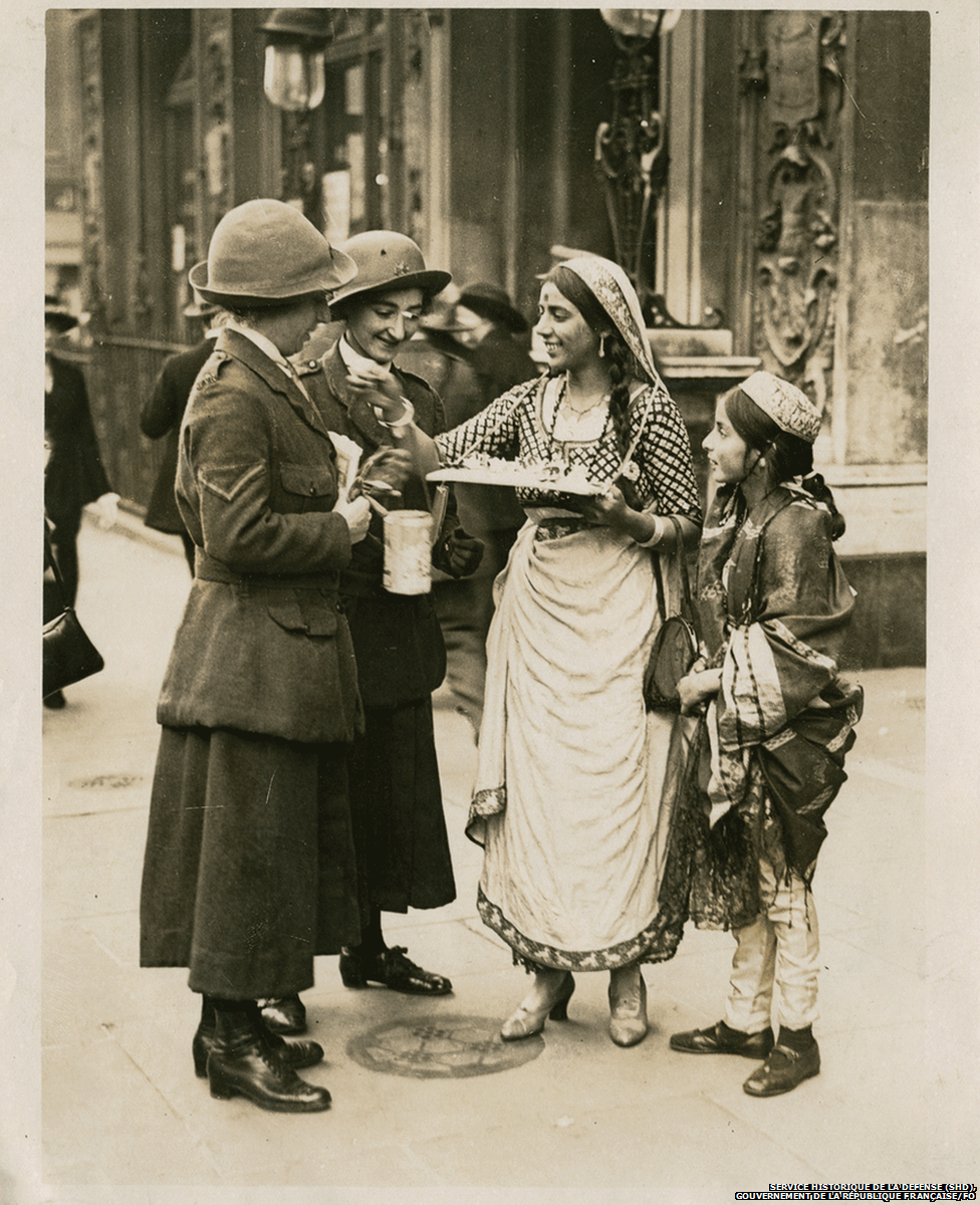 sisters selling flags