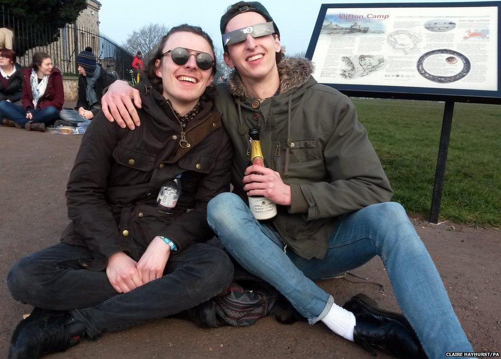 Students wait for the eclipse