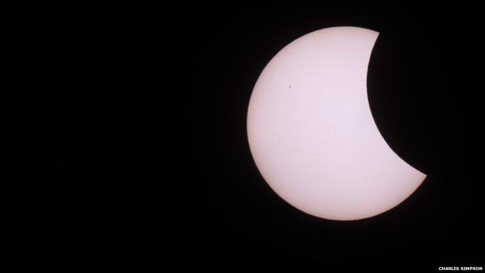 Early stage of a solar eclipse pictured over Lincolnshire