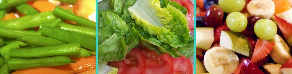 Vegetables, salad and fruit