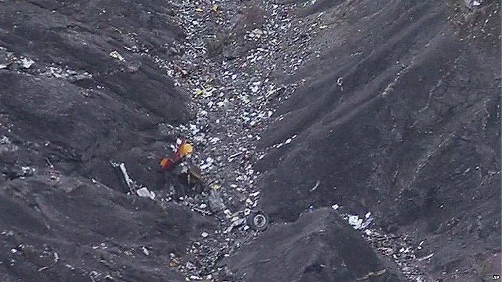 Debris scattered over the area after a Germanwings Airbus 320 crashed near Seyne-les-Alpes in the French Alps