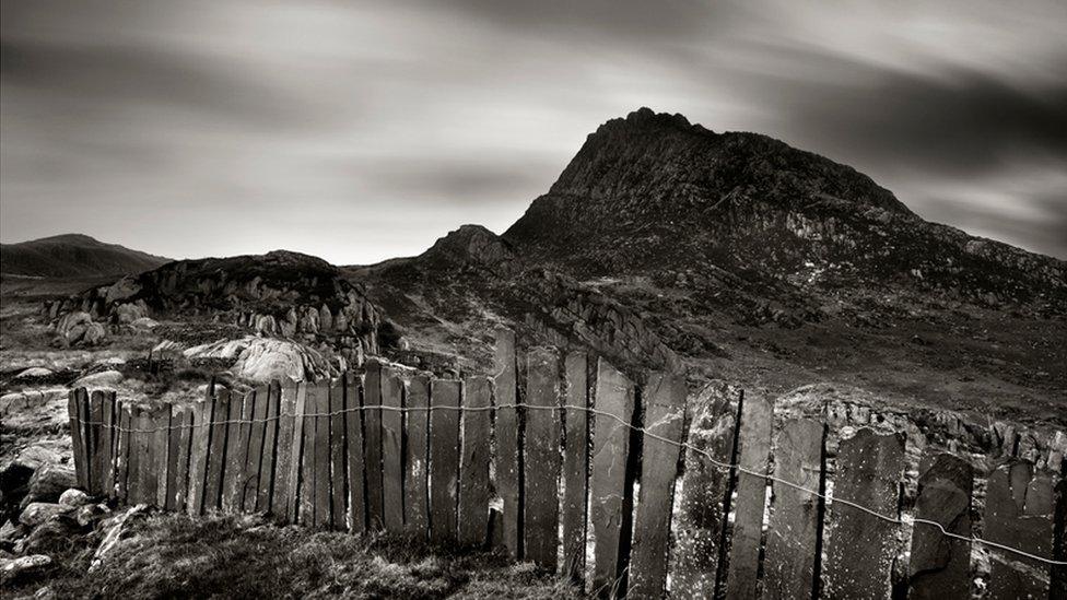 Iwan Williams took this picture of a slate fence with Tryfan in the Ogwen Valley, Snowdonia in the background