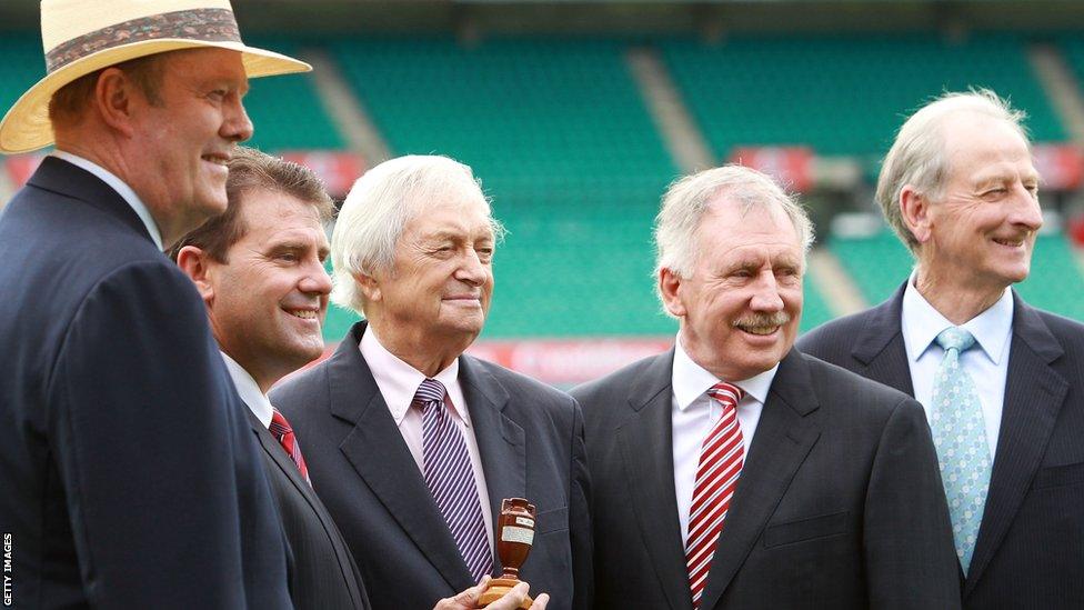 Former cricketers Tony Greig, Mark Taylor, Richie Benaud, Ian Chappell and Bill Lawry