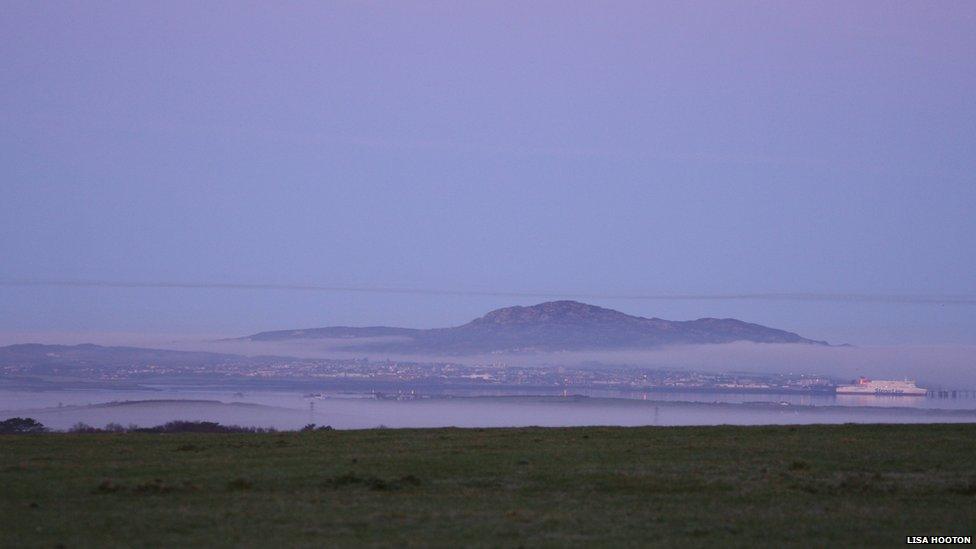 Lisa Hooton, of Llanddeusant, Anglesey, captured this image of Holyhead port and mountain shrouded in mist