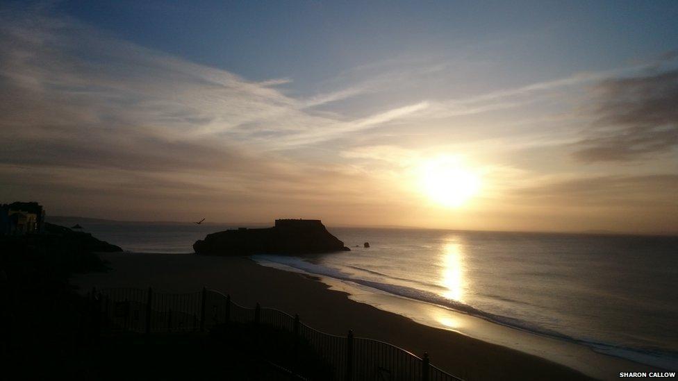 Dawn over St Catherine's Island in Tenby captured by Sharon Callow