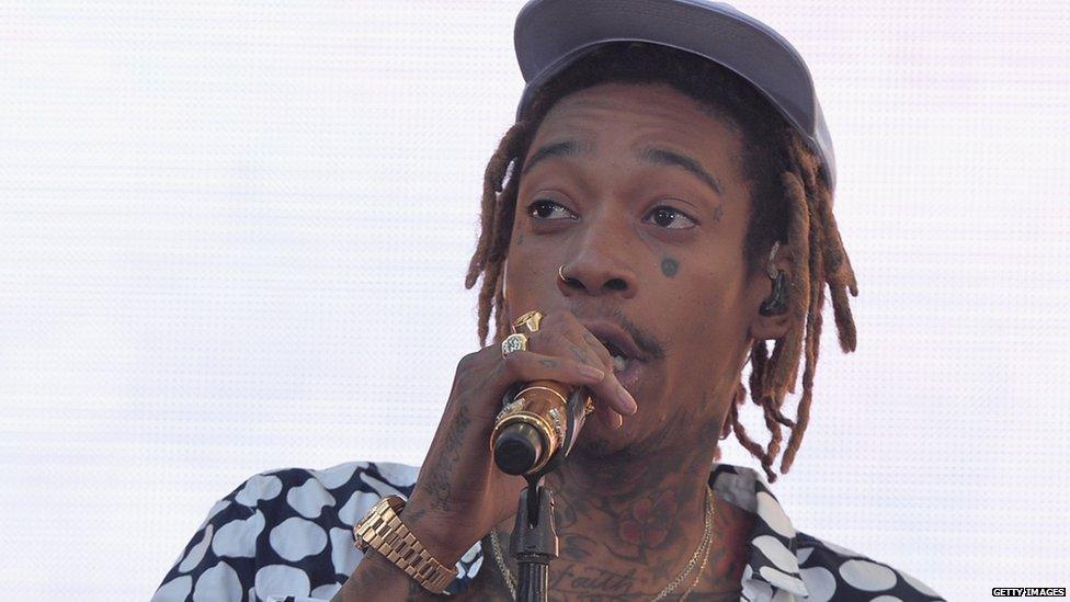 Wiz Khalifa performing at the Fast and Furious 7 launch