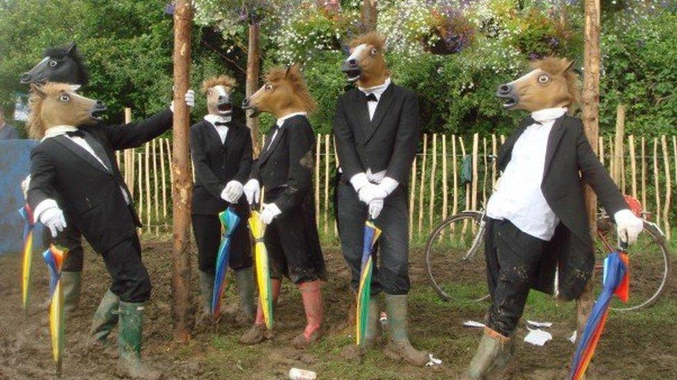 Horse heads are good for Glastonbury when the make-up runs out