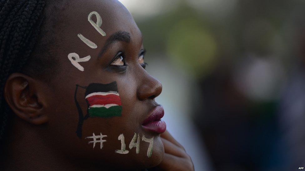 A woman attends a musical concert in honour of the victims of the attack on Garissa University College in downtown Nairobi on 14 April 2015