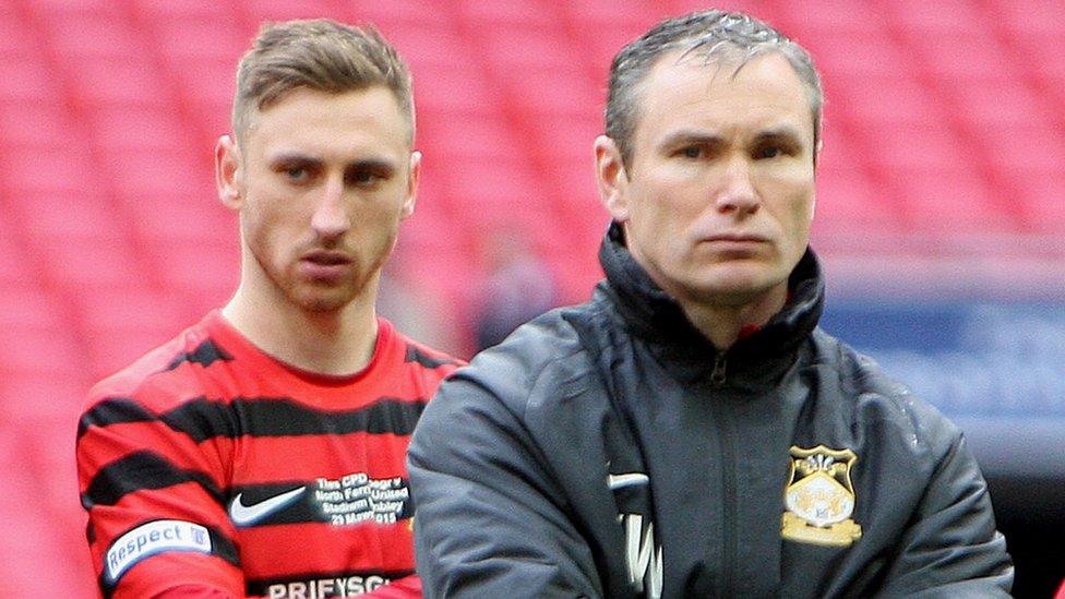 Louis Moult with former Wrexham boss Kevin Wilkin