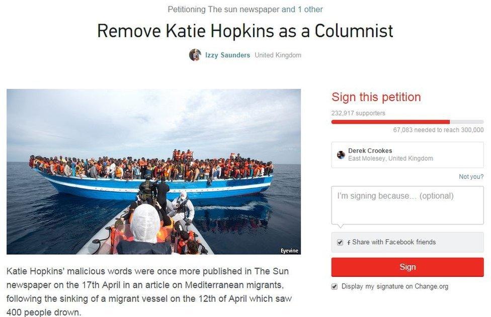 Katie Hopkins petition