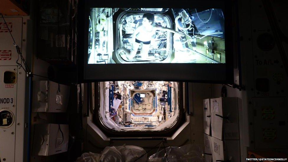 Gravity on a projector in the ISS