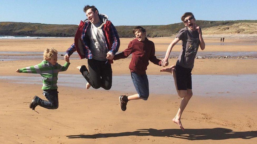 Dai Phillips' daughter Tammie, of Milford Haven, took this photo of, her brother, her son and two of her nephews playing on the beach at Freshwater West in Pembrokeshshire