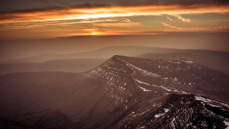 The view of the Cribyn from Pen y Fan at sunrise taken by Dave Short from Cwmbran