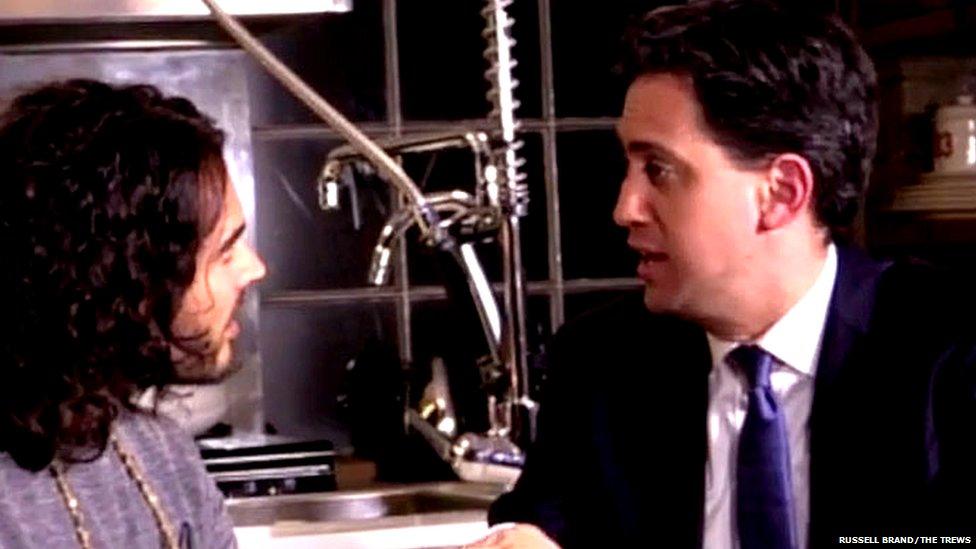 Russell Brand with Ed Miliband