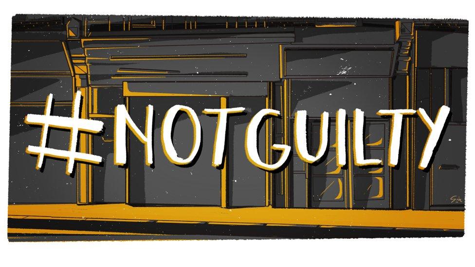 The hashtag notguilty trended on social media