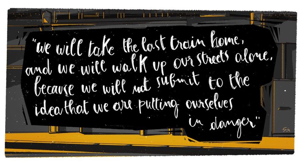 Ione's words depicted by Newsbeat resident artist Ginevra Boni