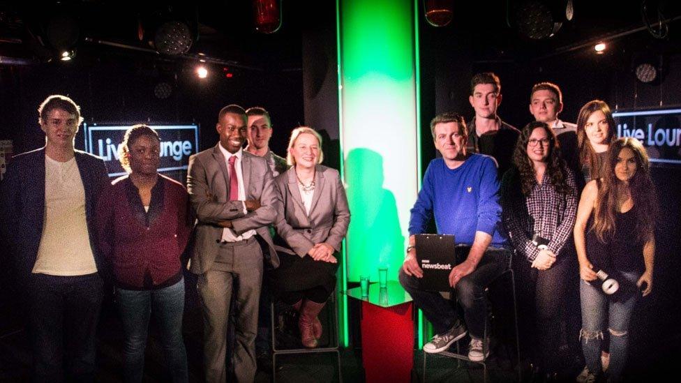 Our panel of young adults with Natalie Bennett in the Live Lounge