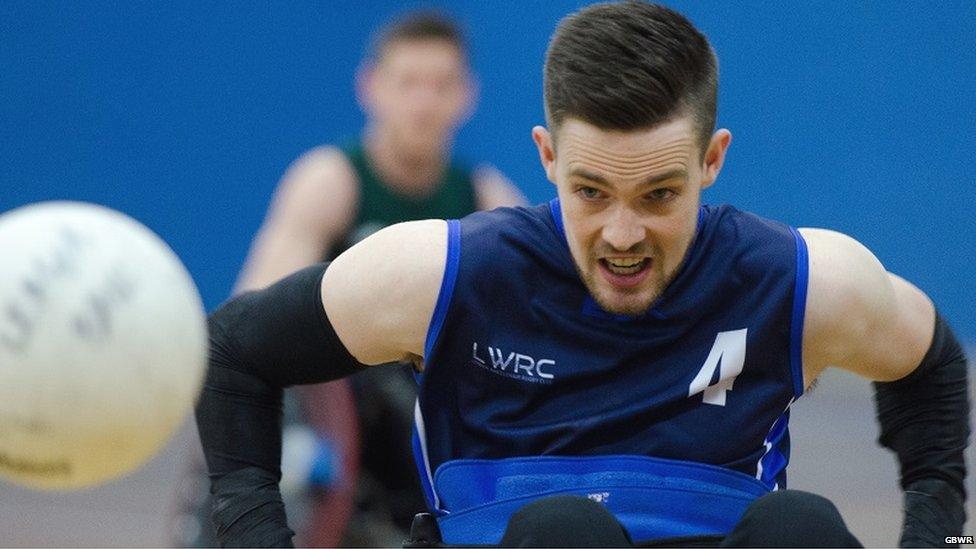 Chris Ryan playing wheelchair rugby