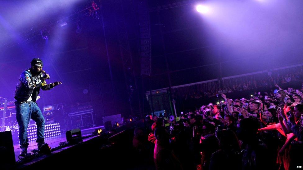 French-Guinean rapper Alpha Diallo in front of a festival audience in Bourges, France - Tuesday 28 April 2015