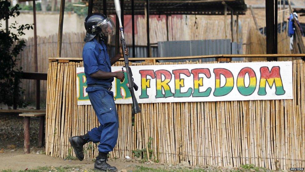 Police in Bujumbura, Burundi - Tuesday 28 April 2015