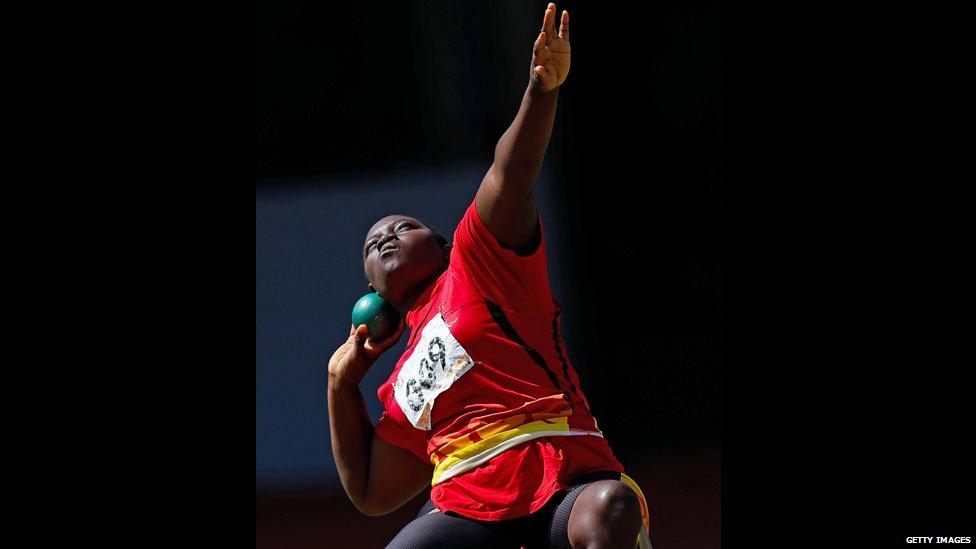 Laureta Cassinda of Angola prepares to throw a ball in a women's shot put final, Sao Paulo, Brazil - Saturday 25 April 2015