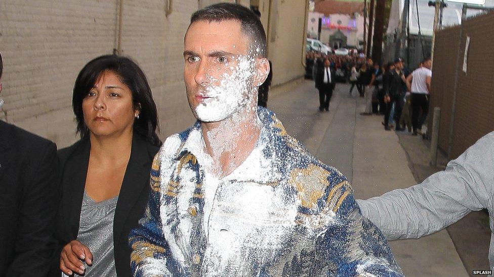 Adam Levine flour bombed