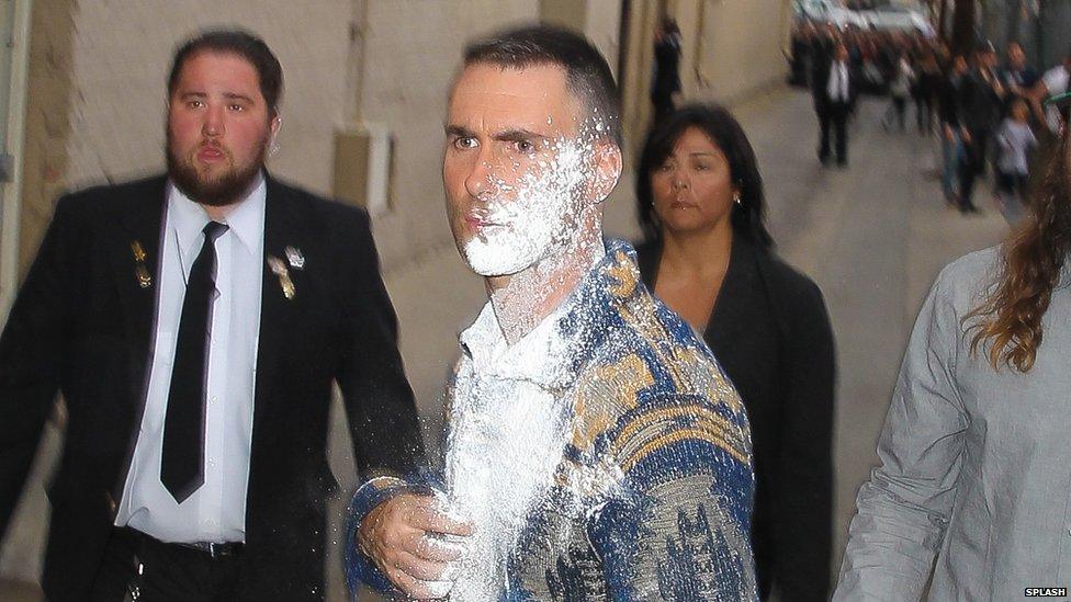 Adam Levine flour bombed