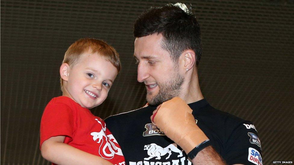 Carl Froch poses with son Rocco