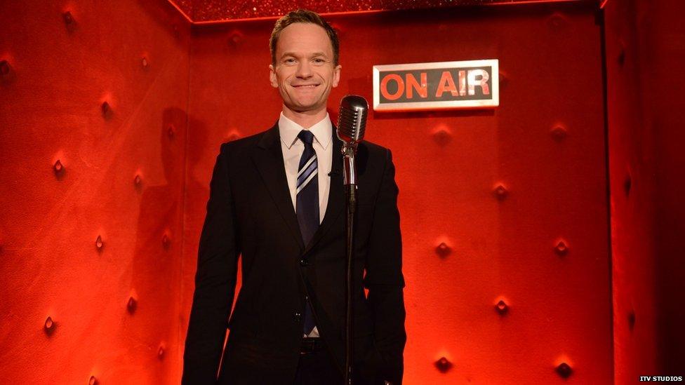 Neil Patrick Harris poses on set when he appeared in Saturday Night Takeaway in 2015