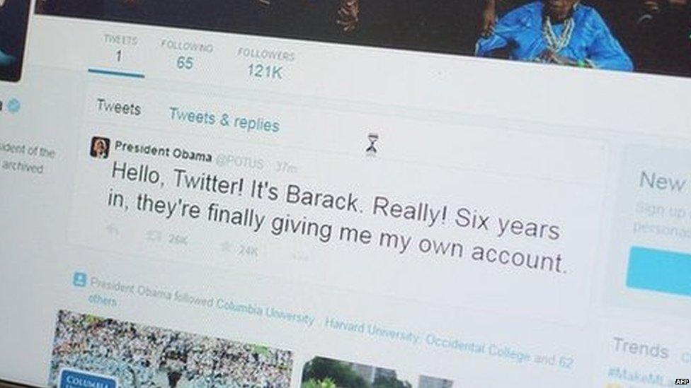 Barack Obama twitter account on laptop