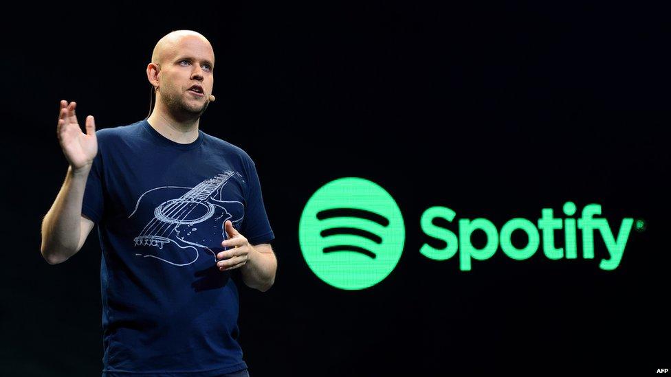 Spotify's co-founder Daniel Ek making the announcement.