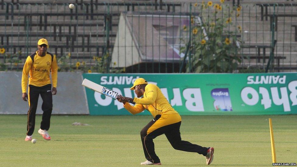 Zimbabwe's Cricket team attend a practice session in Lahore, Pakistan