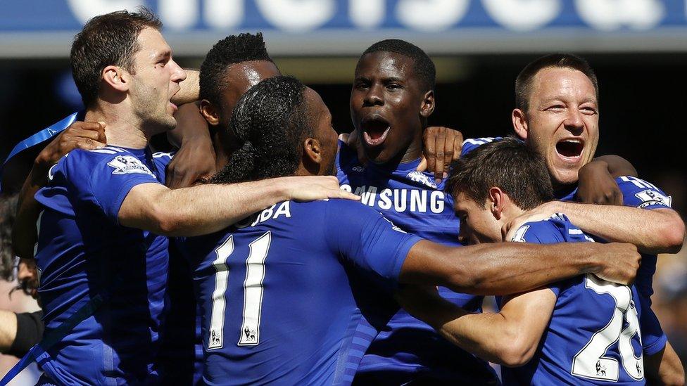 Chelsea footballers celebrating