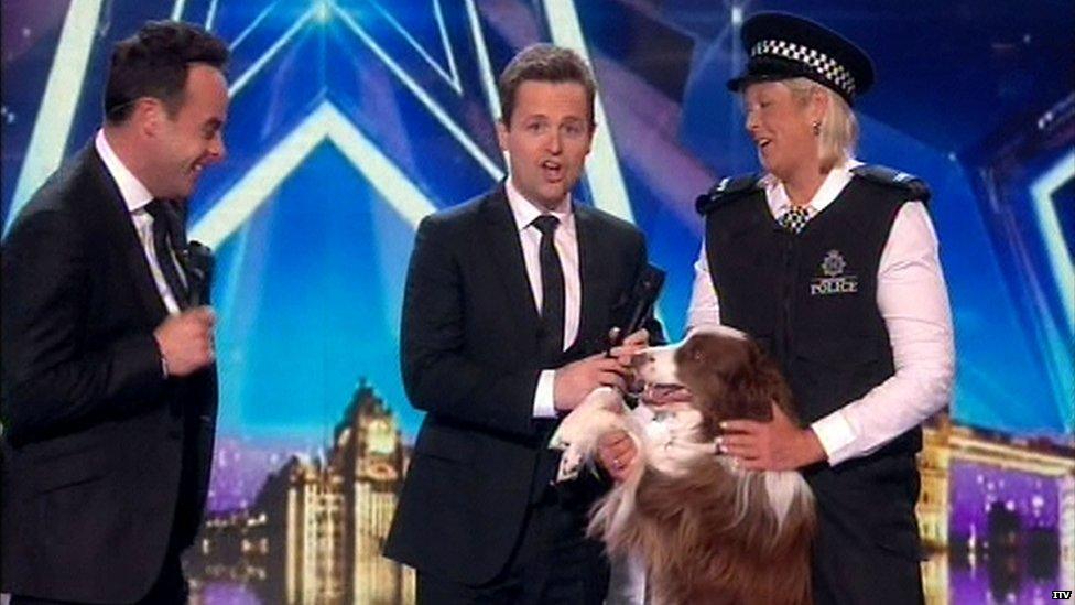 Ant and Dec with Jules O'Dwyer and her dog Matisse