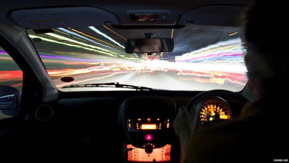 Long exposure from inside a car