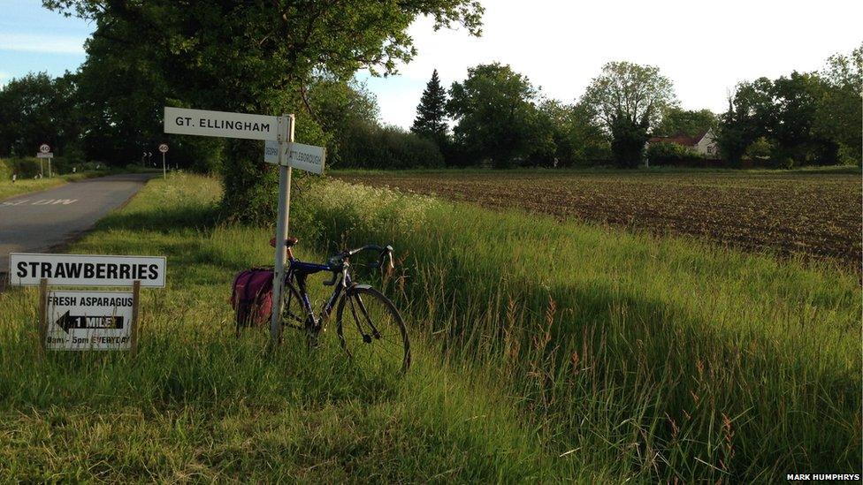 Bicycle and signpost in Norfolk