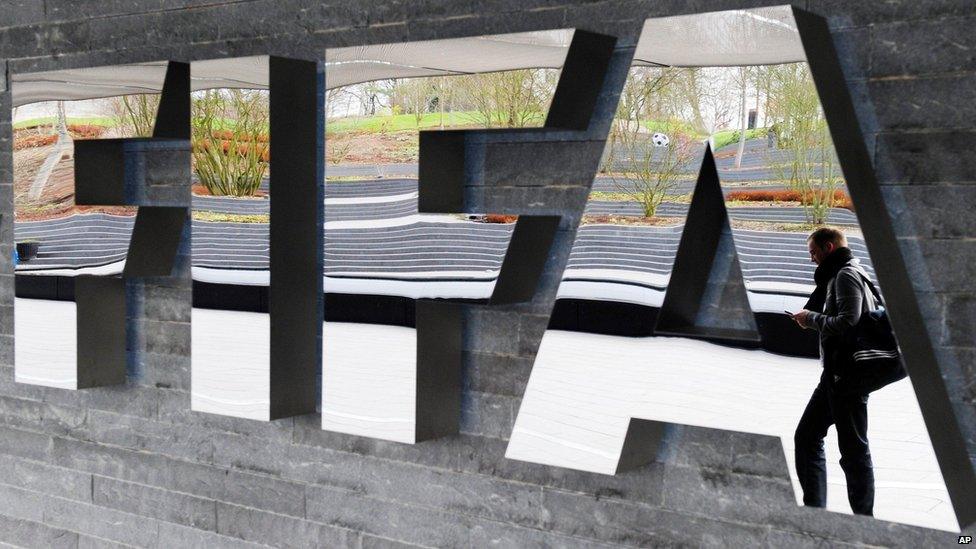 Fifa logo at its headquarters