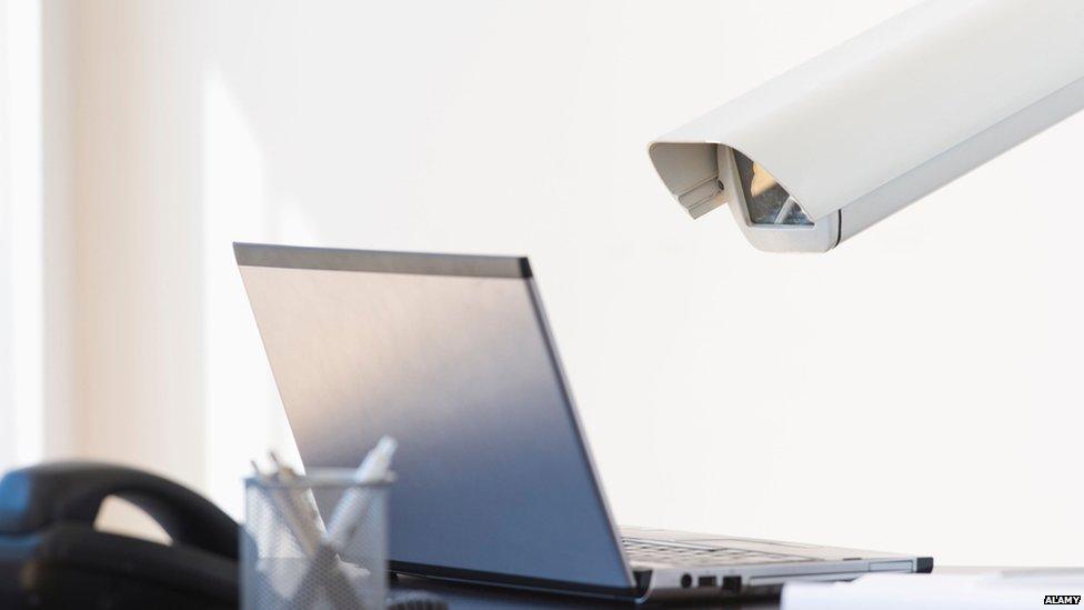 CCTV stares at computer screen