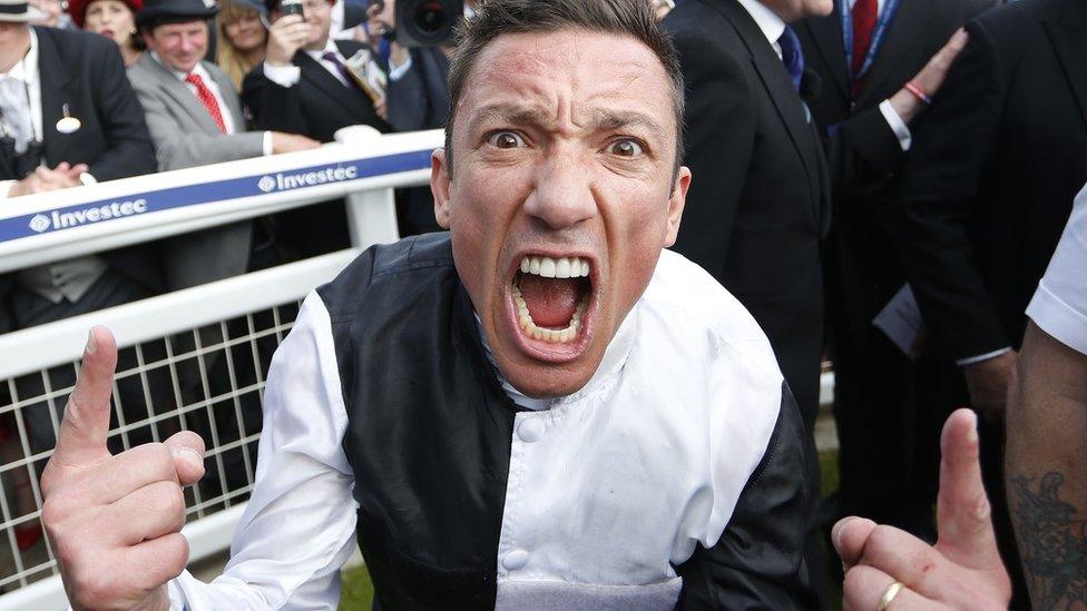 Frankie Dettori celebrates Epsom Derby win