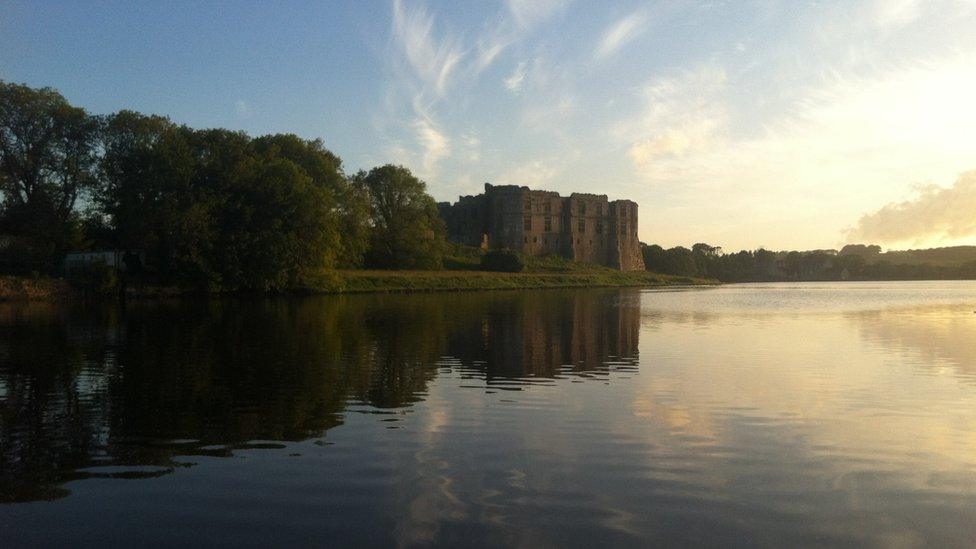 Evening sun at Carew Castle, Pembrokeshire, taken by Ross Moore from Maenclochog