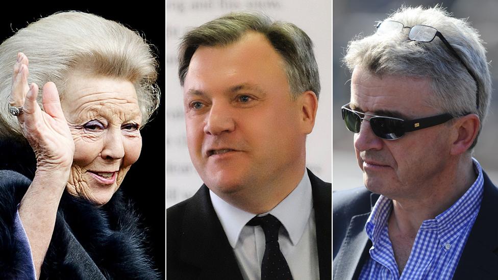 Princess Beatrix of Holland, Ed Balls and Michael O'Leary