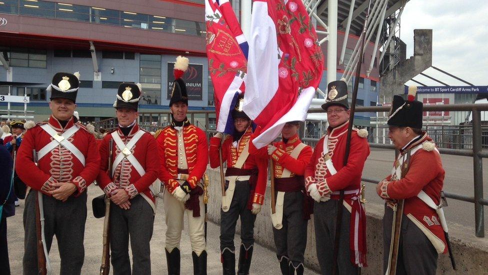 The Royal Welsh outside the Millennium Stadium