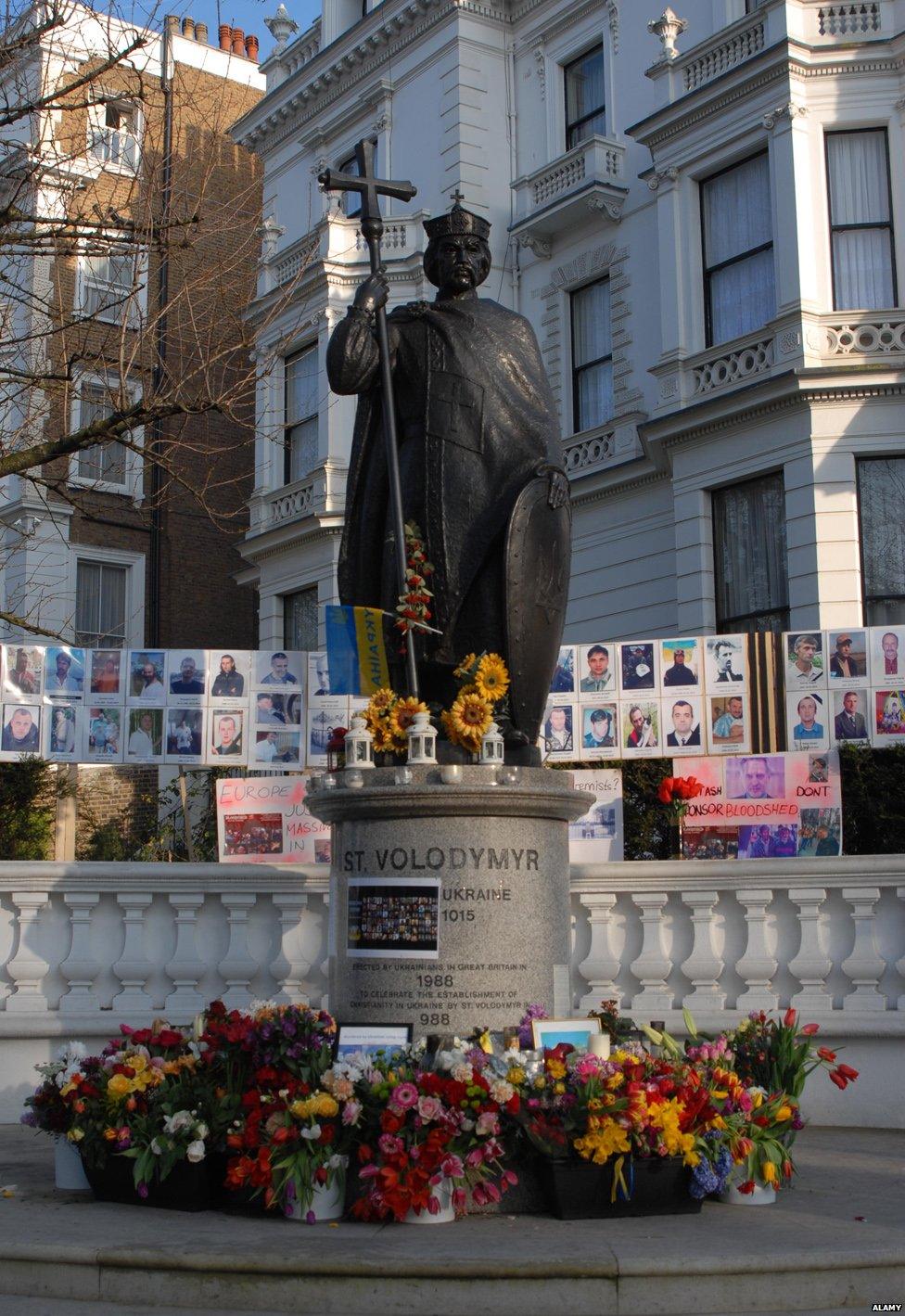 The statue of St Volodymyr outside the Ukrainian Institute in London