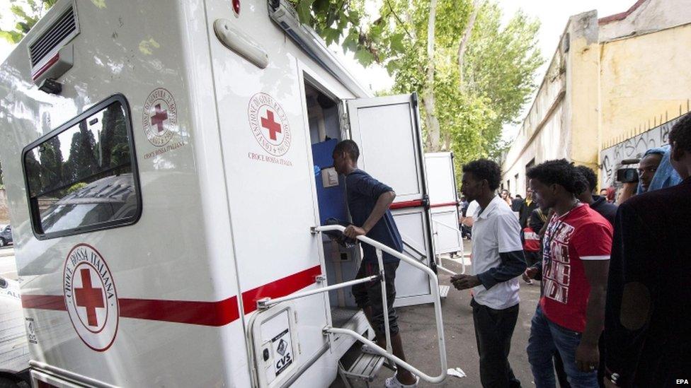 Red cross van in Italy