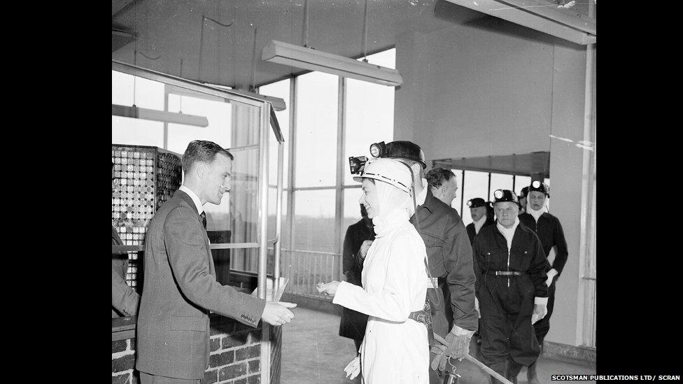 The Queen visits Rothes Colliery, near Kirkcaldy, in September 1954.