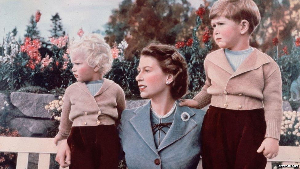 Princess Anne, The Queen and Prince Charles in 1952