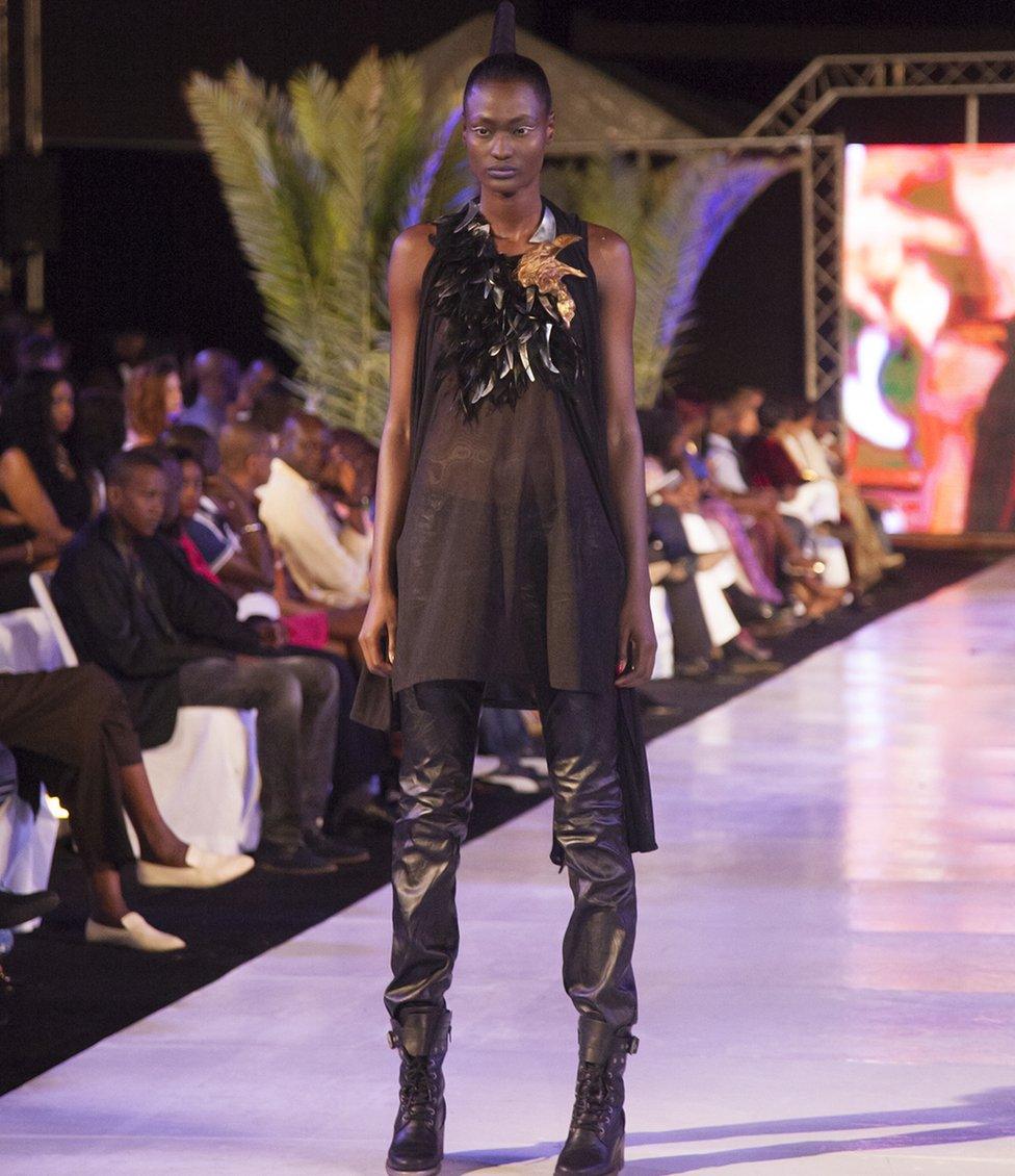 Aminata Faye in designer clothes by Valentim Quaresma