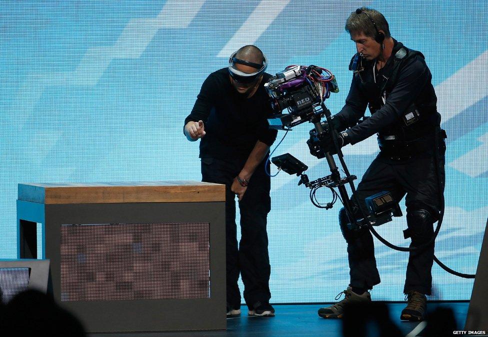 Microsoft HoloLens is demonstrated during the Microsoft Xbox E3 press conference